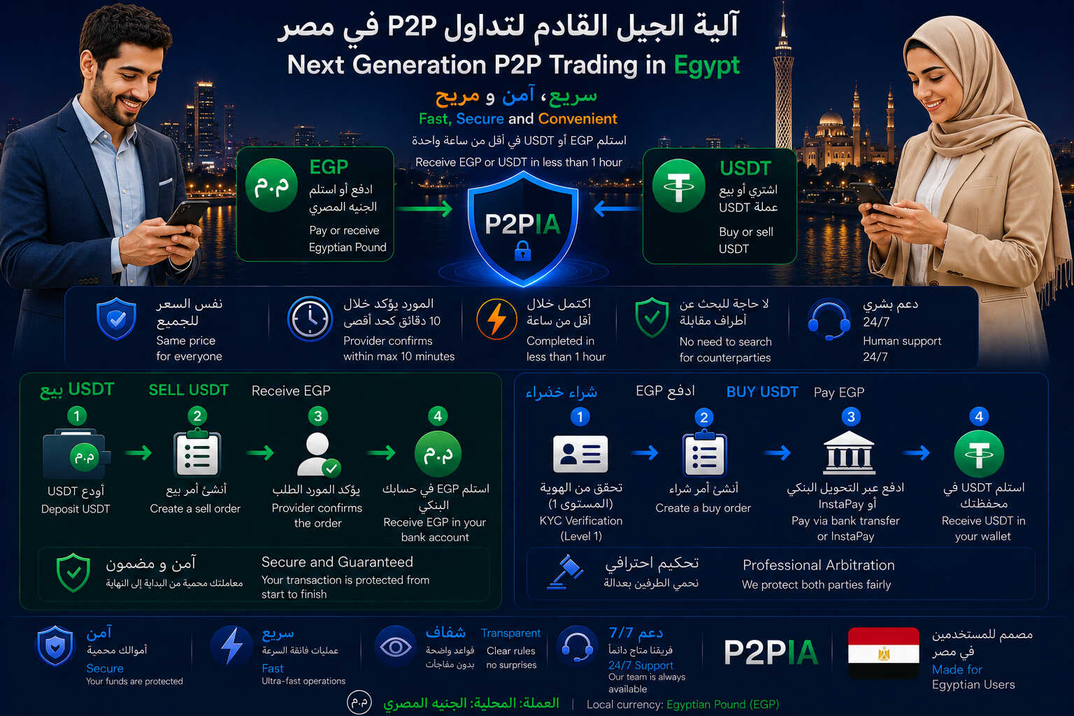 كيفية عمل التداول الفوري الآمن بنظام P2P