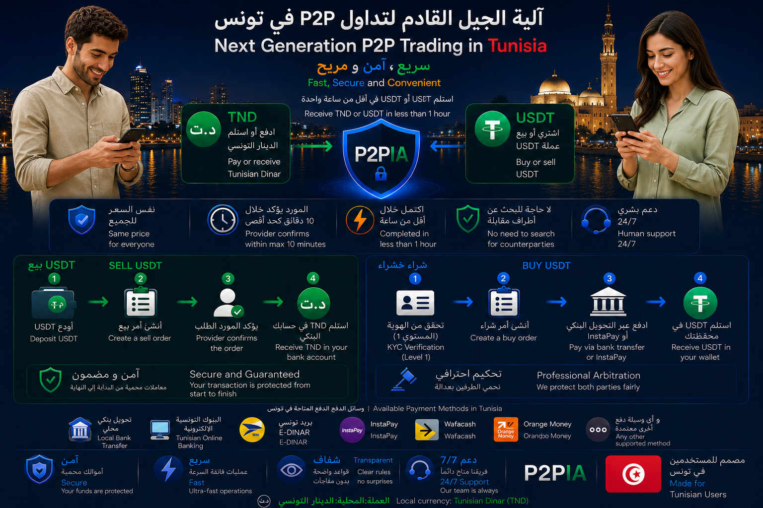 آلية إجراء المعاملات من نظير إلى نظير في تونس
